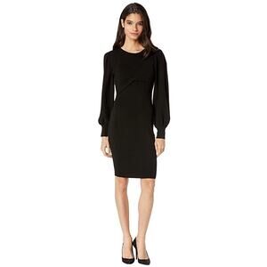 Milly Drama Sleeve Twist‎ Front Dress Black Long Sleeve Back Zip Women Large NWT